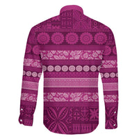Fiji Marau na Kerisimasi Family Matching Off Shoulder Short Dress and Hawaiian Shirt Pink Tapa Masi Inspired Christmas - Polynesian Pride