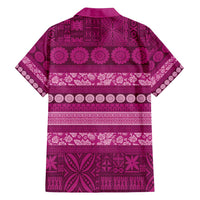 Fiji Marau na Kerisimasi Family Matching Tank Maxi Dress and Hawaiian Shirt Pink Tapa Masi Inspired Christmas - Polynesian Pride