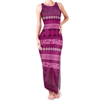 Fiji Marau na Kerisimasi Family Matching Tank Maxi Dress and Hawaiian Shirt Pink Tapa Masi Inspired Christmas - Polynesian Pride