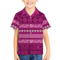 Fiji Marau na Kerisimasi Family Matching Tank Maxi Dress and Hawaiian Shirt Pink Tapa Masi Inspired Christmas - Polynesian Pride