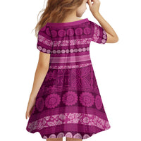 Fiji Marau na Kerisimasi Kid Short Sleeve Dress Pink Tapa Masi Inspired Christmas LT9 - Polynesian Pride