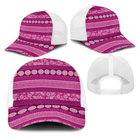 Fiji Marau na Kerisimasi Mesh Trucker Cap Pink Tapa Masi Inspired Christmas - Polynesian Pride