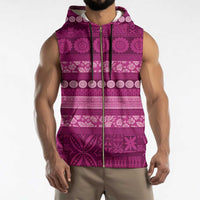 Fiji Marau na Kerisimasi Sleeveless Zip Hoodie Pink Tapa Masi Inspired Christmas LT9 - Polynesian Pride