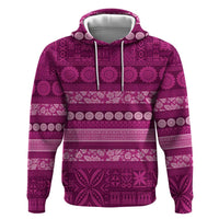 Fiji Marau na Kerisimasi Zip Hoodie Pink Tapa Masi Inspired Christmas - Polynesian Pride