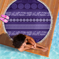 Fiji Marau na Kerisimasi Beach Blanket Purple Tapa Masi Inspired Christmas - Polynesian Pride
