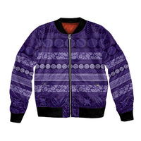 Fiji Marau na Kerisimasi Bomber Jacket Purple Tapa Masi Inspired Christmas - Polynesian Pride