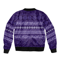 Fiji Marau na Kerisimasi Bomber Jacket Purple Tapa Masi Inspired Christmas - Polynesian Pride