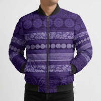 Fiji Marau na Kerisimasi Bomber Puffer Jacket Purple Tapa Masi Inspired Christmas - Polynesian Pride