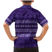 Fiji Marau na Kerisimasi Family Matching Mermaid Dress and Hawaiian Shirt Purple Tapa Masi Inspired Christmas - Polynesian Pride