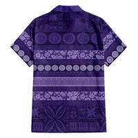 Fiji Marau na Kerisimasi Family Matching Mermaid Dress and Hawaiian Shirt Purple Tapa Masi Inspired Christmas - Polynesian Pride