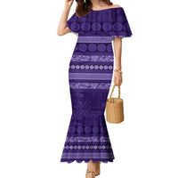 Fiji Marau na Kerisimasi Family Matching Mermaid Dress and Hawaiian Shirt Purple Tapa Masi Inspired Christmas - Polynesian Pride