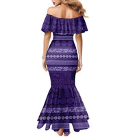 Fiji Marau na Kerisimasi Family Matching Mermaid Dress and Hawaiian Shirt Purple Tapa Masi Inspired Christmas - Polynesian Pride