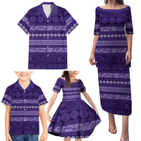 Fiji Marau na Kerisimasi Family Matching Puletasi and Hawaiian Shirt Purple Tapa Masi Inspired Christmas LT9 - Polynesian Pride