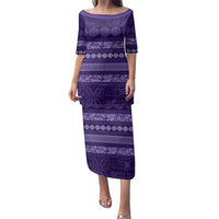 Fiji Marau na Kerisimasi Family Matching Puletasi and Hawaiian Shirt Purple Tapa Masi Inspired Christmas LT9 Mom's Dress Purple - Polynesian Pride