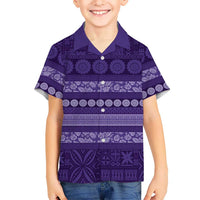 Fiji Marau na Kerisimasi Family Matching Puletasi and Hawaiian Shirt Purple Tapa Masi Inspired Christmas LT9 Son's Shirt Purple - Polynesian Pride