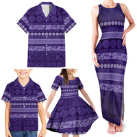 Fiji Marau na Kerisimasi Family Matching Tank Maxi Dress and Hawaiian Shirt Purple Tapa Masi Inspired Christmas - Polynesian Pride