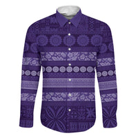Fiji Marau na Kerisimasi Family Matching Tank Maxi Dress and Hawaiian Shirt Purple Tapa Masi Inspired Christmas - Polynesian Pride