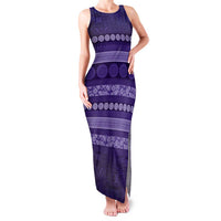 Fiji Marau na Kerisimasi Family Matching Tank Maxi Dress and Hawaiian Shirt Purple Tapa Masi Inspired Christmas - Polynesian Pride