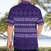 Fiji Marau na Kerisimasi Hawaiian Shirt Purple Tapa Masi Inspired Christmas LT9 - Polynesian Pride