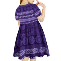 Fiji Marau na Kerisimasi Kid Short Sleeve Dress Purple Tapa Masi Inspired Christmas LT9 - Polynesian Pride