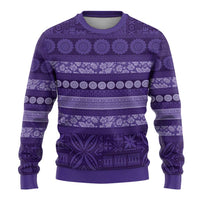 Fiji Marau na Kerisimasi Ugly Christmas Sweater Purple Tapa Masi Inspired Christmas - Polynesian Pride