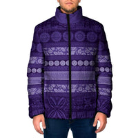 Fiji Marau na Kerisimasi Padded Jacket Purple Tapa Masi Inspired Christmas - Polynesian Pride
