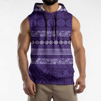 Fiji Marau na Kerisimasi Sleeveless Hoodie Purple Tapa Masi Inspired Christmas - Polynesian Pride