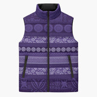 Fiji Marau na Kerisimasi Sleeveless Puffer Jacket Purple Tapa Masi Inspired Christmas - Polynesian Pride