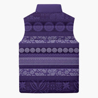 Fiji Marau na Kerisimasi Sleeveless Puffer Jacket Purple Tapa Masi Inspired Christmas - Polynesian Pride