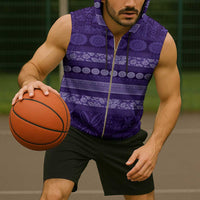 Fiji Marau na Kerisimasi Sleeveless Zip Hoodie Purple Tapa Masi Inspired Christmas - Polynesian Pride