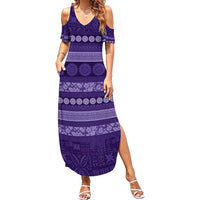 Fiji Marau na Kerisimasi Summer Maxi Dress Purple Tapa Masi Inspired Christmas LT9 Women Purple - Polynesian Pride