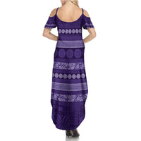 Fiji Marau na Kerisimasi Summer Maxi Dress Purple Tapa Masi Inspired Christmas LT9 - Polynesian Pride