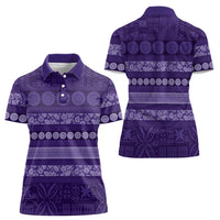 Fiji Marau na Kerisimasi Women Polo Shirt Purple Tapa Masi Inspired Christmas - Polynesian Pride