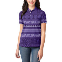 Fiji Marau na Kerisimasi Women Polo Shirt Purple Tapa Masi Inspired Christmas - Polynesian Pride