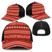 Fiji Marau na Kerisimasi Baseball Net Cap Red Tapa Masi Inspired Christmas LT9 - Polynesian Pride