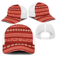 Fiji Marau na Kerisimasi Baseball Net Cap Red Tapa Masi Inspired Christmas LT9 - Polynesian Pride