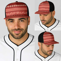 Fiji Marau na Kerisimasi Baseball Net Cap Red Tapa Masi Inspired Christmas LT9 - Polynesian Pride