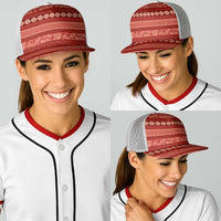 Fiji Marau na Kerisimasi Baseball Net Cap Red Tapa Masi Inspired Christmas LT9 - Polynesian Pride