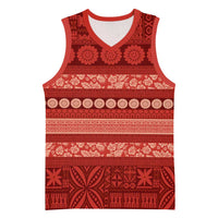 Fiji Marau na Kerisimasi Basketball Jersey Red Tapa Masi Inspired Christmas - Polynesian Pride