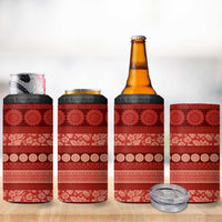 Fiji Marau na Kerisimasi 4 in 1 Can Cooler Tumbler Red Tapa Masi Inspired Christmas - Polynesian Pride