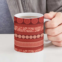 Fiji Marau na Kerisimasi Ceramic Mug Red Tapa Masi Inspired Christmas - Polynesian Pride