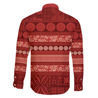 Fiji Marau na Kerisimasi Family Matching Off The Shoulder Long Sleeve Dress and Hawaiian Shirt Red Tapa Masi Inspired Christmas - Polynesian Pride