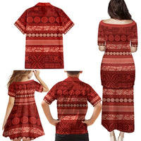 Fiji Marau na Kerisimasi Family Matching Puletasi and Hawaiian Shirt Red Tapa Masi Inspired Christmas - Polynesian Pride