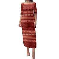 Fiji Marau na Kerisimasi Family Matching Puletasi and Hawaiian Shirt Red Tapa Masi Inspired Christmas - Polynesian Pride