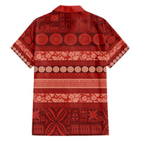 Fiji Marau na Kerisimasi Family Matching Summer Maxi Dress and Hawaiian Shirt Red Tapa Masi Inspired Christmas - Polynesian Pride
