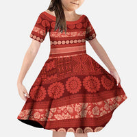 Fiji Marau na Kerisimasi Family Matching Tank Maxi Dress and Hawaiian Shirt Red Tapa Masi Inspired Christmas - Polynesian Pride