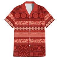 Fiji Marau na Kerisimasi Family Matching Tank Maxi Dress and Hawaiian Shirt Red Tapa Masi Inspired Christmas - Polynesian Pride