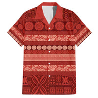 Fiji Marau na Kerisimasi Hawaiian Shirt Red Tapa Masi Inspired Christmas LT9 Red - Polynesian Pride