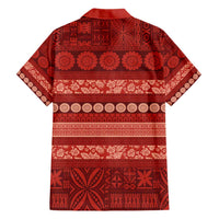 Fiji Marau na Kerisimasi Hawaiian Shirt Red Tapa Masi Inspired Christmas - Polynesian Pride