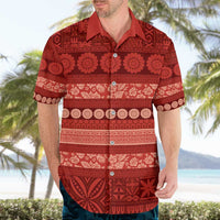 Fiji Marau na Kerisimasi Hawaiian Shirt Red Tapa Masi Inspired Christmas LT9 - Polynesian Pride